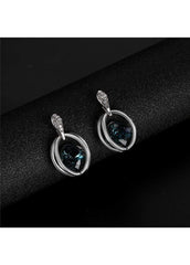 Earrings and Silver Metal Necklace for Woman