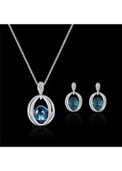 Earrings and Silver Metal Necklace for Woman