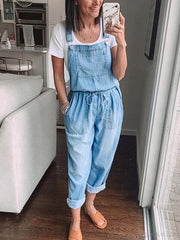 Vintage Drawstring Denim Jumpsuit