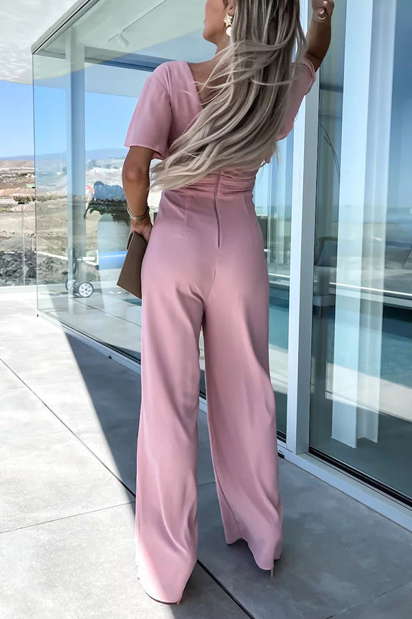 Devoted To You Bell Sleeve High Waist Jumpsuit