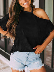 Short-sleeved Spring and Summer New T-shirt Strapless Tops Women's Solid Color S-2XL