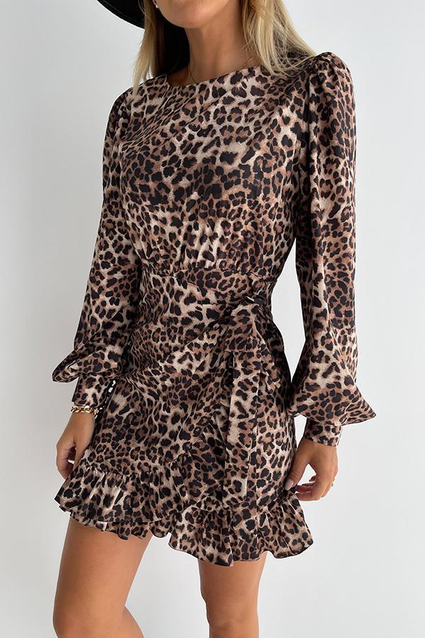 Daytime Romance Leopard Wrap Mini Dress