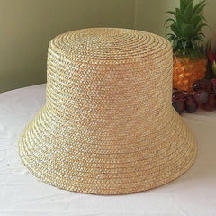 Boho Hat, Straw Bucket Hat, Black Ribbon