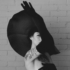 Boho Hat, Sun Beach Hat, Extra Wide Brim Paper Hat, Floria in Black, Olive, Blue and 20 colors  (Soft, 25 cm)