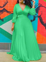 High Waist Slim Solid Elegant Fashion Long-sleeved Long Dress