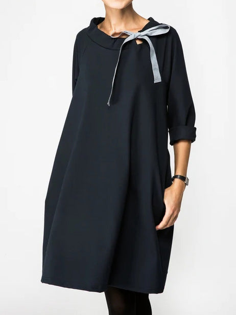 Women's Dresses Round Neck Tie Long Sleeve Dress
