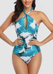 Keyhole Printed One Piece Swimwear