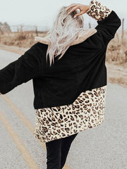 Leopard Patchwork Contrast Color Plush Coat