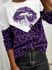 Leopard Patchwork Lips Print Tops