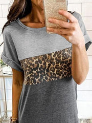 Leopard Print Casual Round Neck Short Sleeve Dress