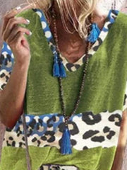 Leopard Print Color Block Sports Suit