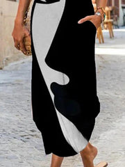 Loose Round Neck Short Sleeve Face Print Dress
