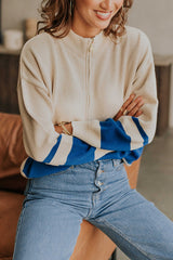 Oversized Stripe Half Zip Sweater