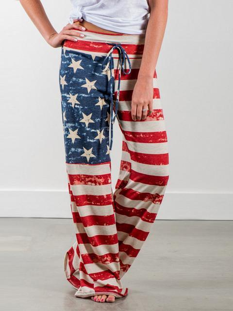 National Flag Print Casual Loose Jeans