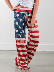 National Flag Print Casual Loose Jeans