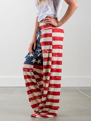 National Flag Print Casual Loose Jeans