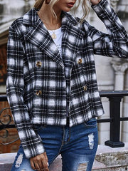 Plaid Print Cozy Short Blazer Coat