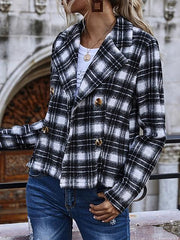 Plaid Print Cozy Short Blazer Coat