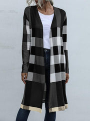 Plaid Print Long Cardigan Coat
