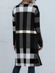 Plaid Print Long Cardigan Coat