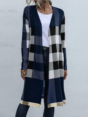 Plaid Print Long Cardigan Coat