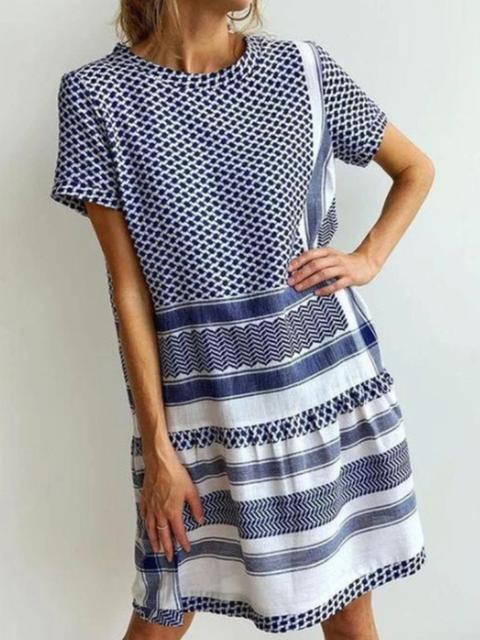 Polka Dot Print Round Neck Dress