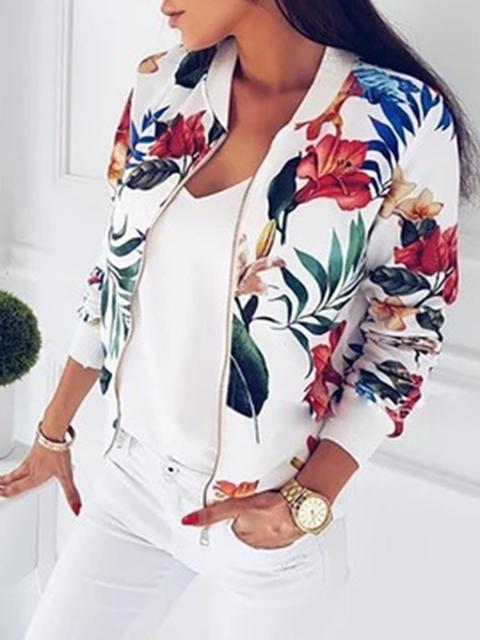 Print Long Sleeve Short Jacket Coat