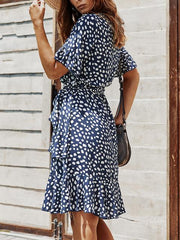 Print Ruffled A-line Midi Dress