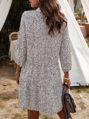 Printed Buttons Casual Shirt Dress