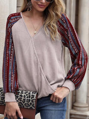 Printed Cross Waffle Knit Sweatshirt