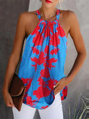 Printed Pleated Sleeveless Camisole