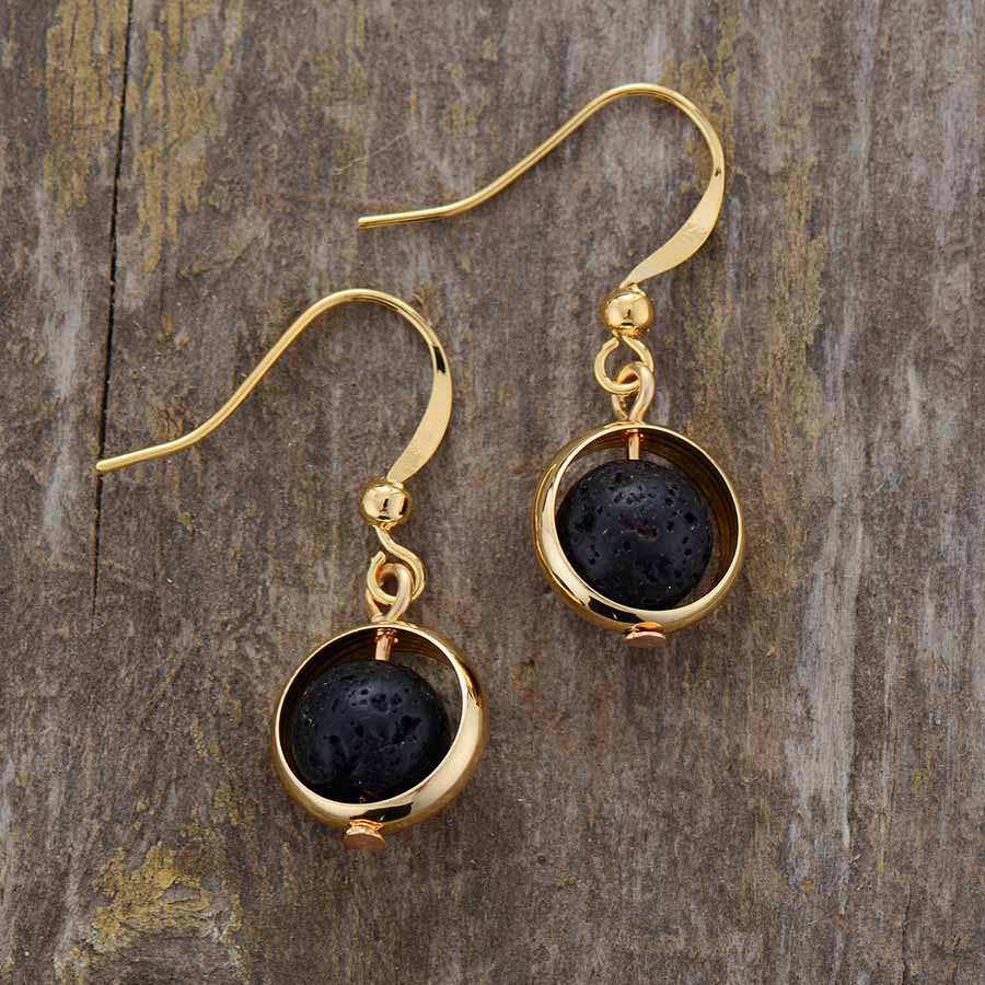 Boho Earrings, Dangle Earrings, Moon Blue Turquoise, Jasper, Lava