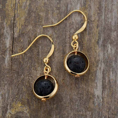 Boho Earrings, Dangle Earrings, Moon Blue Turquoise, Jasper, Lava