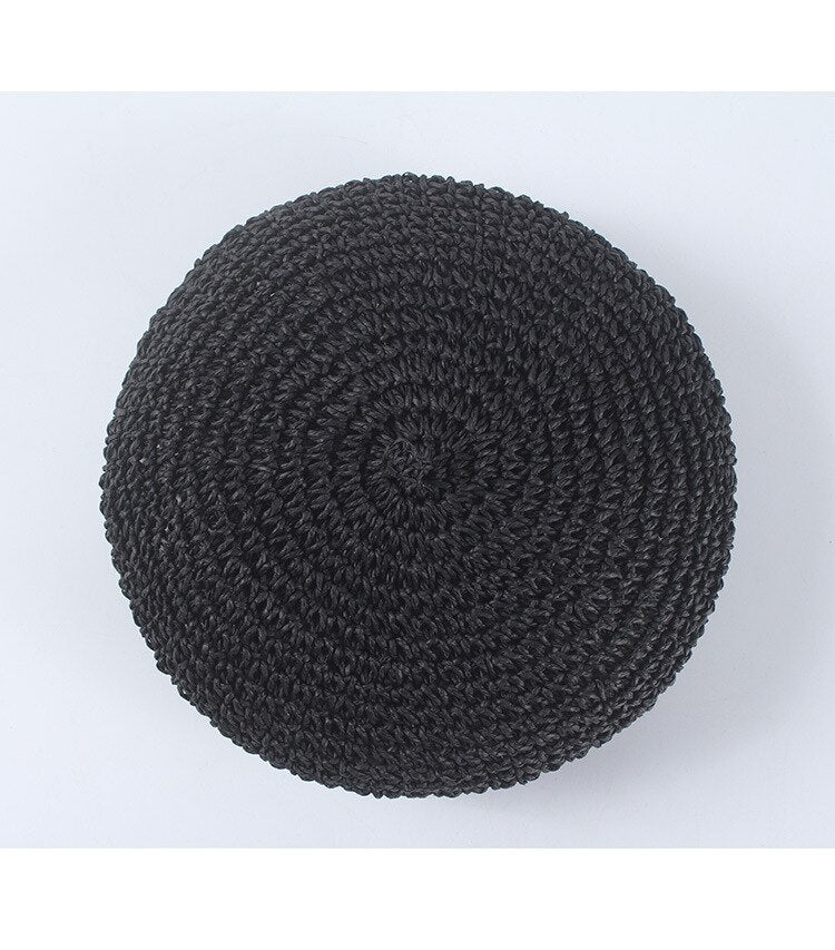 Boho Hat, Straw Beret Hat, Sunshine in Black, Beige and 6 colors