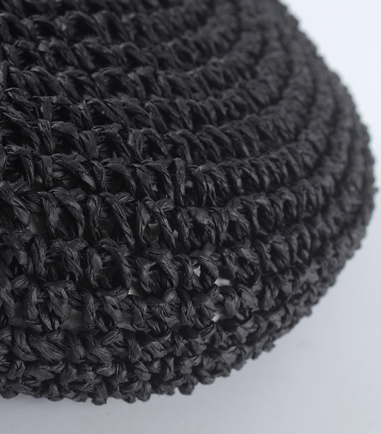 Boho Hat, Straw Beret Hat, Sunshine in Black, Beige and 6 colors