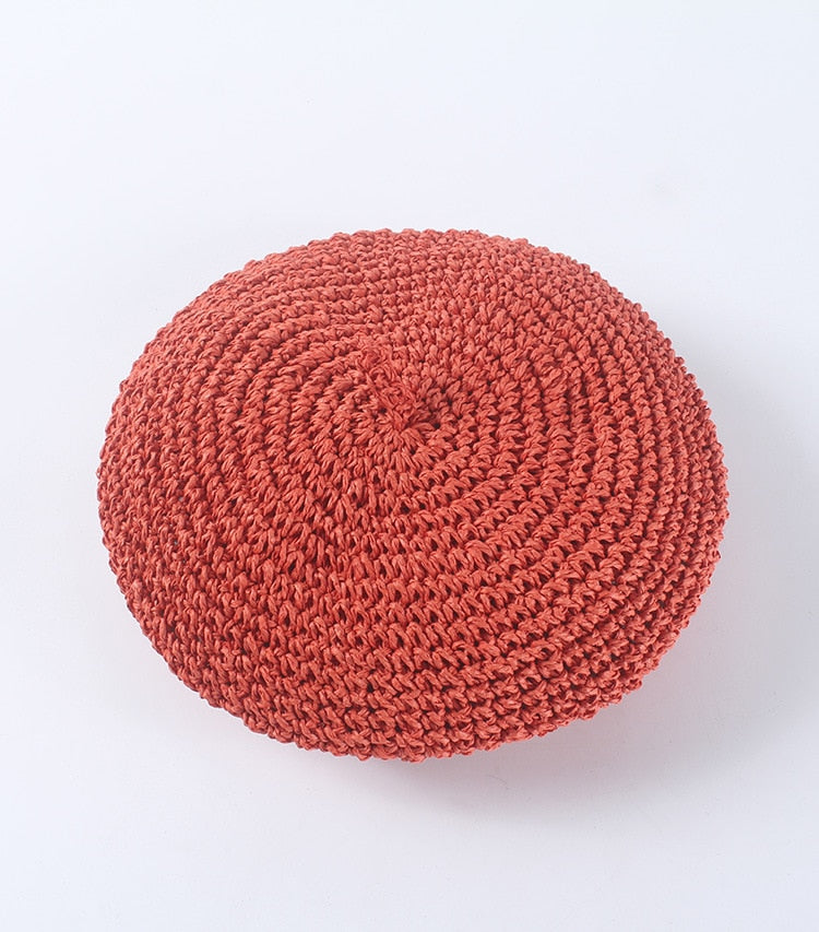 Boho Hat, Straw Beret Hat, Sunshine in Black, Beige and 6 colors