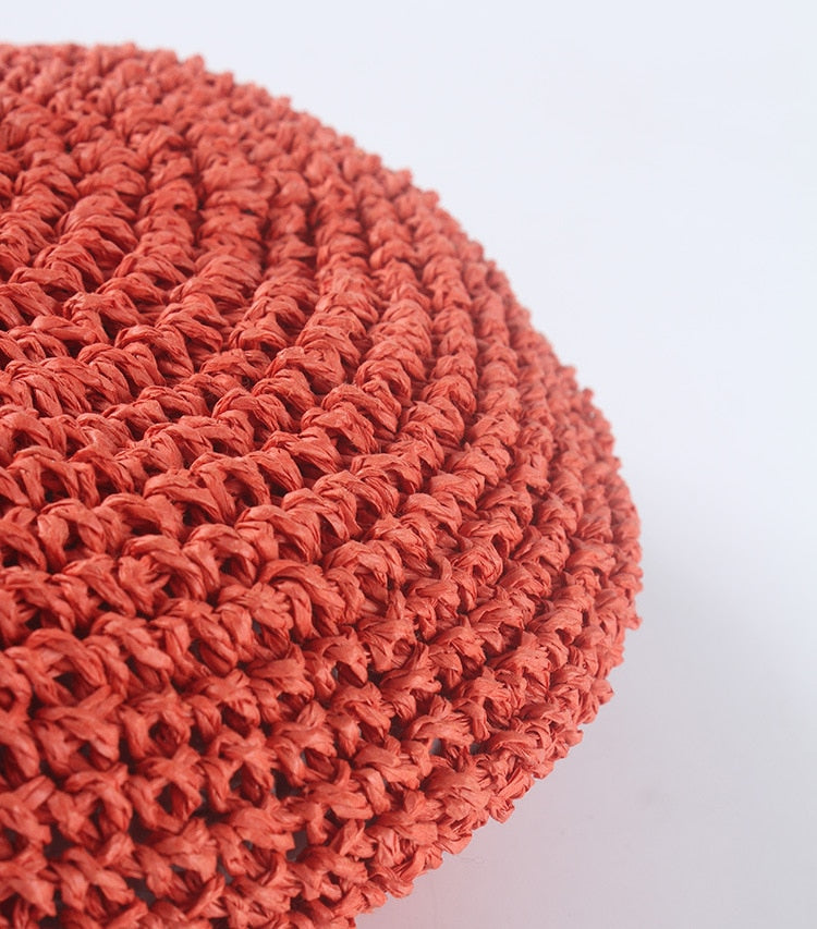 Boho Hat, Straw Beret Hat, Sunshine in Black, Beige and 6 colors