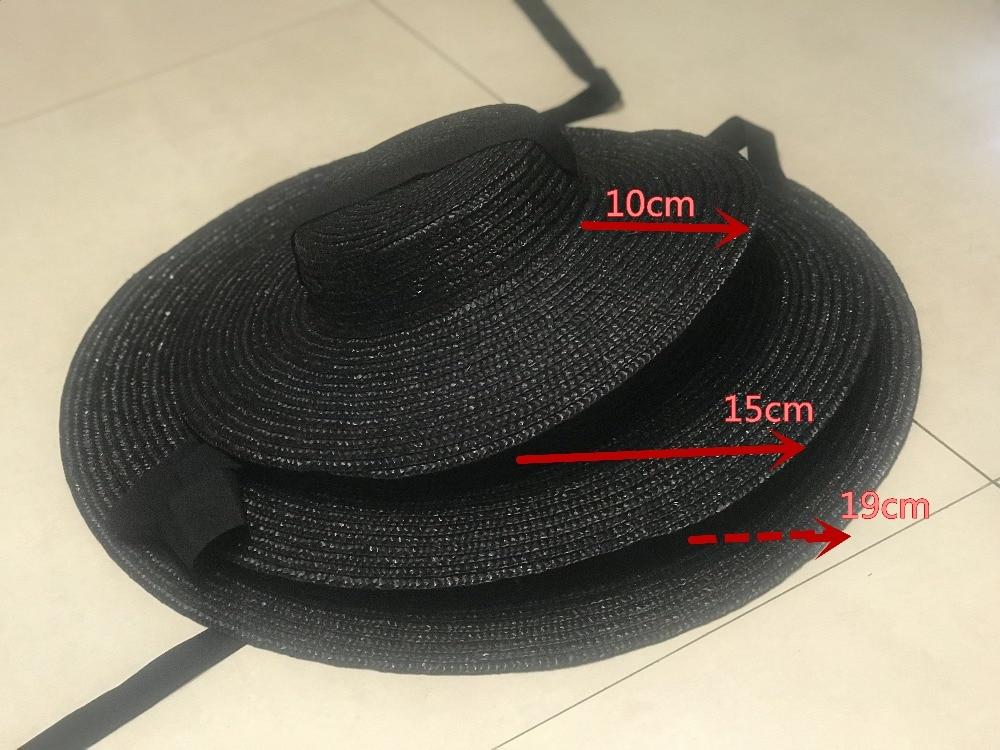 Boho Hat, Sun Hat, Beach Hat, Wide Brim Straw Hat 10-18 cm, Ribbon in Black