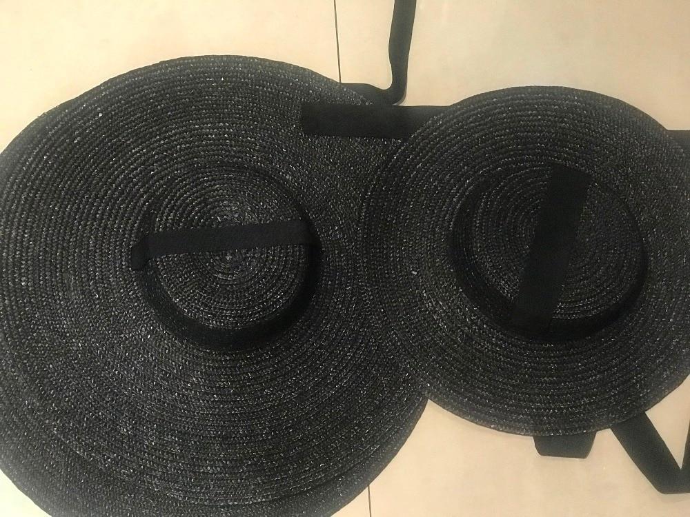 Boho Hat, Sun Hat, Beach Hat, Wide Brim Straw Hat 10-18 cm, Ribbon in Black
