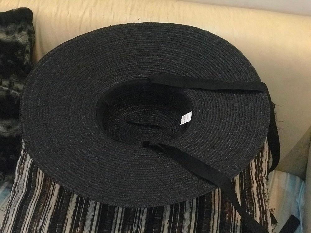 Boho Hat, Sun Hat, Beach Hat, Wide Brim Straw Hat 10-18 cm, Ribbon in Black