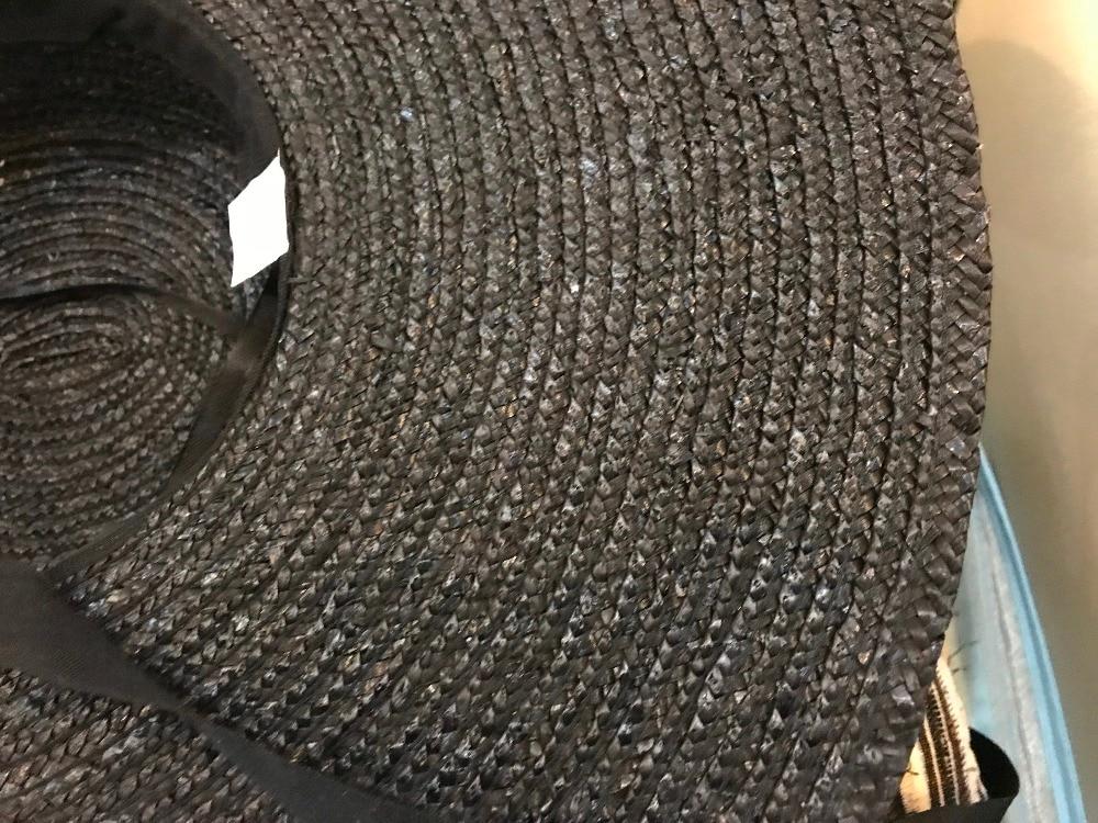 Boho Hat, Sun Hat, Beach Hat, Wide Brim Straw Hat 10-18 cm, Ribbon in Black