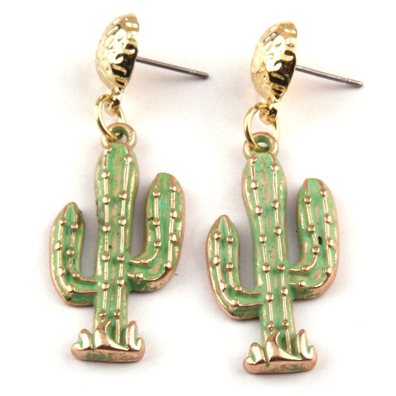Boho Earrings, RH Dangle Earrings, Green Cactus