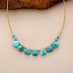 Boho Necklace, Choker Necklace, Turquoise, Natural Stone, Seeds