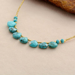 Boho Necklace, Choker Necklace, Turquoise, Natural Stone, Seeds