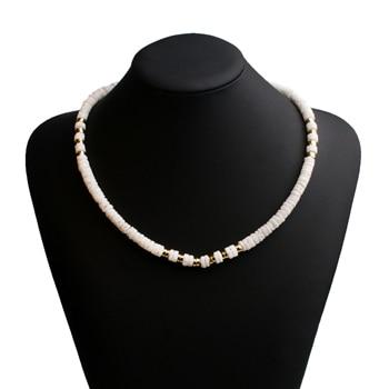 Boho Necklace, Natural Shell Cowrie in White