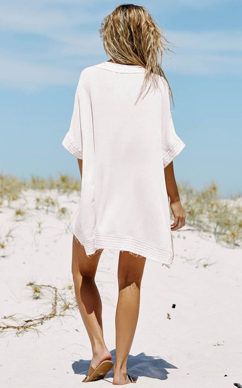 Boho Boho Mini Dress, Beach Dress, Cover up Dress, White Tunic Jane