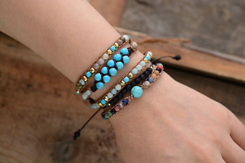 Boho Bracelet, Friendship Bracelet, Blue Turquoiser