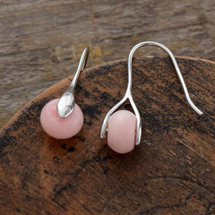 Boho Earrings, Dangle Earrings, Pink Opal and Jaspers