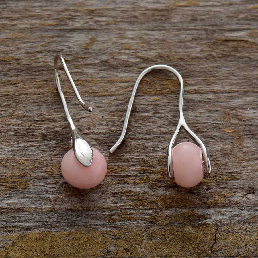 Boho Earrings, Dangle Earrings, Pink Opal and Jaspers