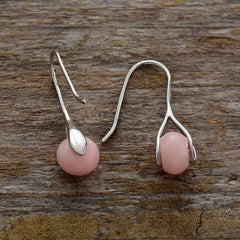 Boho Earrings, Dangle Earrings, Pink Opal and Jaspers